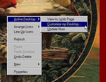 Right click\Active Desktop\Customize My Desktop