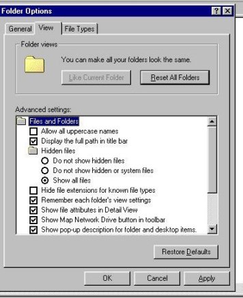 folder options view '98