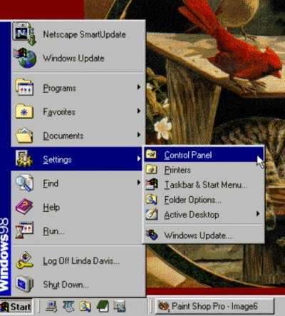 Start\Settings\Control Panel